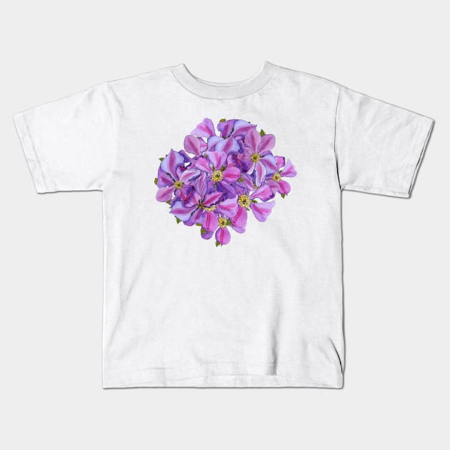 Clematis Flower Kids T-Shirt by Kirsty Topps